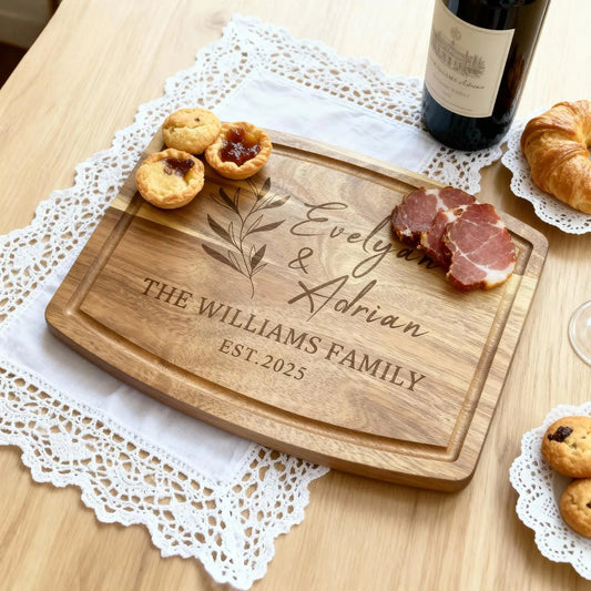 Personalized Acacia Cutting Board with Juice Groove - 2 Sizes Available