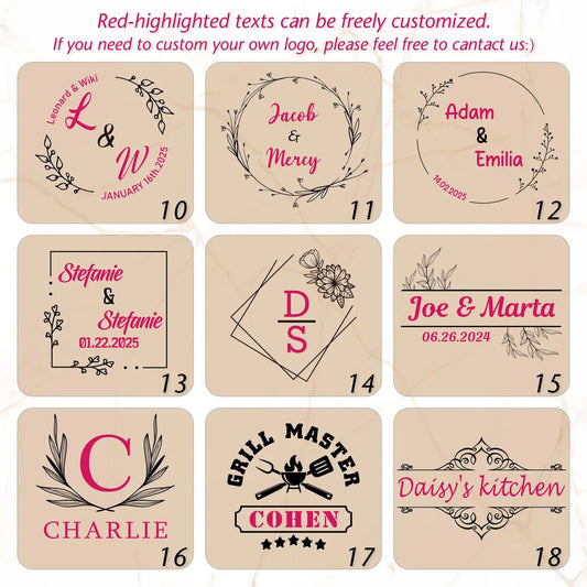 Personalized Marble and Wood Cutting Board with 4 Coasters Set