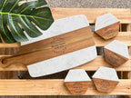 Personalized Marble and Wood Cutting Board with 4 Coasters Set