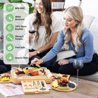 Personalized 3-Drawer Bamboo Charcuterie Board with Tray & Utensils Set