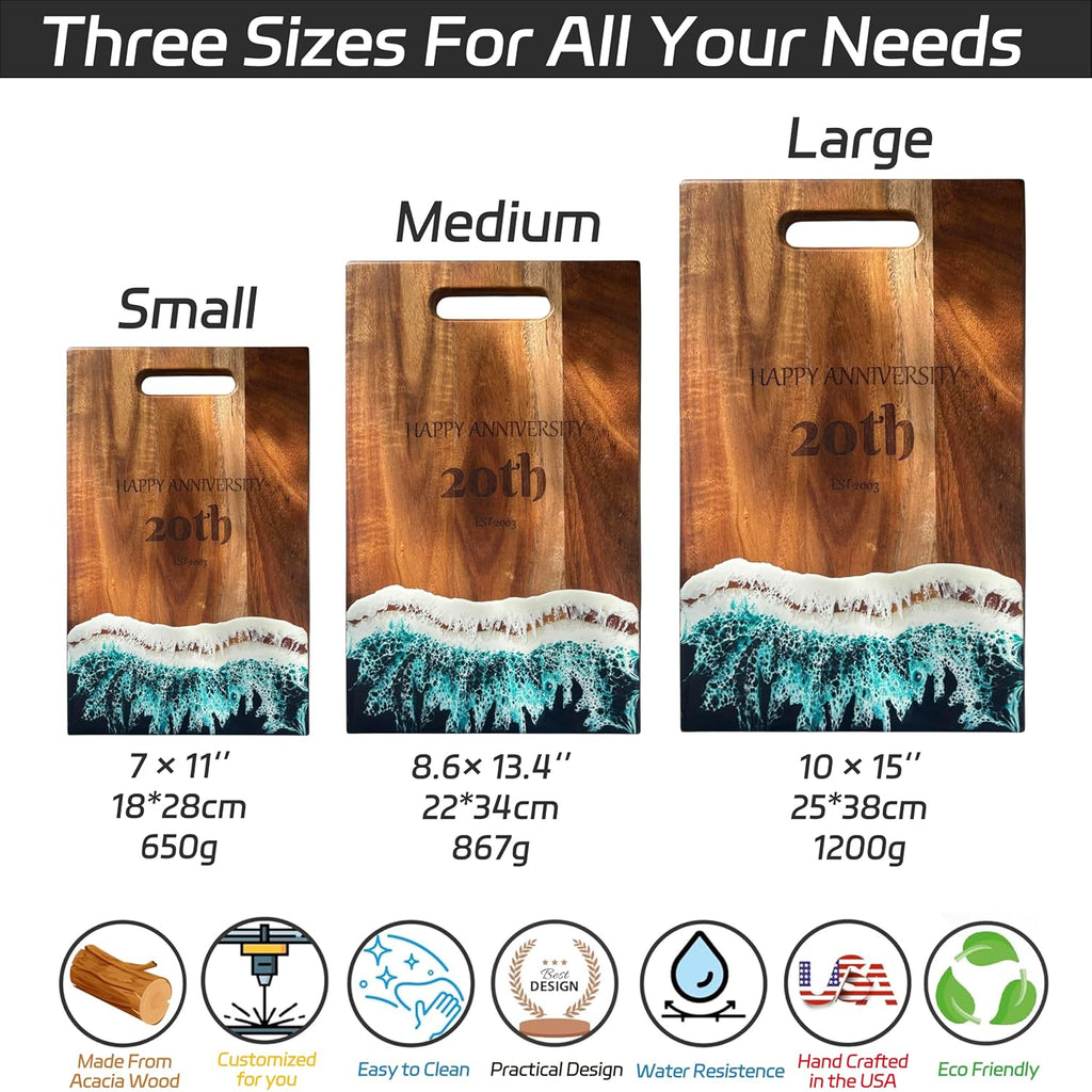 Ocean Resin Charcuterie Board - Personalized Rectangle Serving Tray
