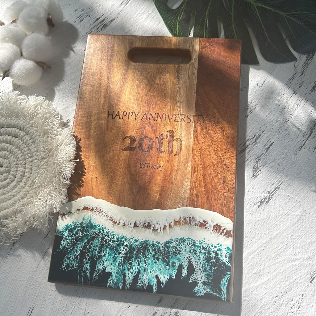 Ocean Resin Charcuterie Board - Personalized Rectangle Serving Tray
