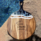 Personalized Ocean Wave Round Cutting Board - Engagement Gift