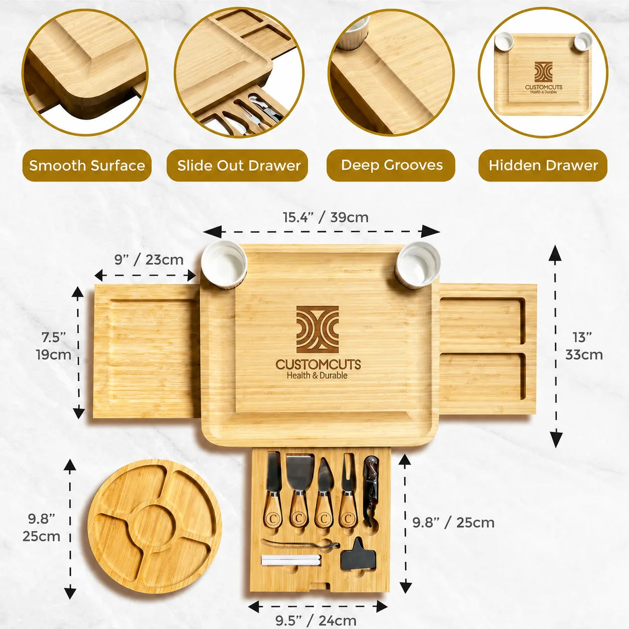 Custom Logo Charcuterie Board Set with Drawers