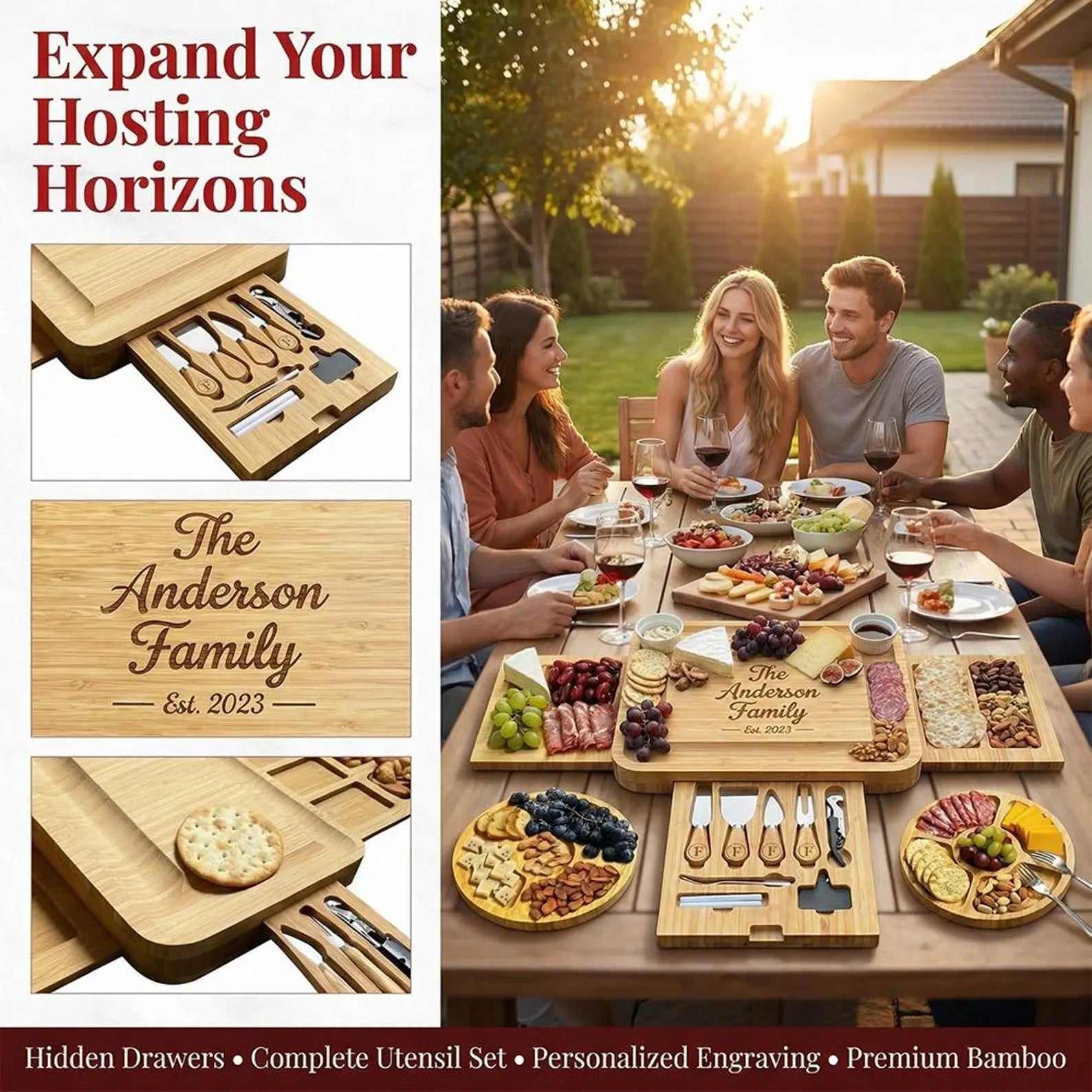 Personalized Family Charcuterie Board Gift Set