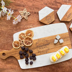 Personalized Marble and Wood Cutting Board with 4 Coasters Set