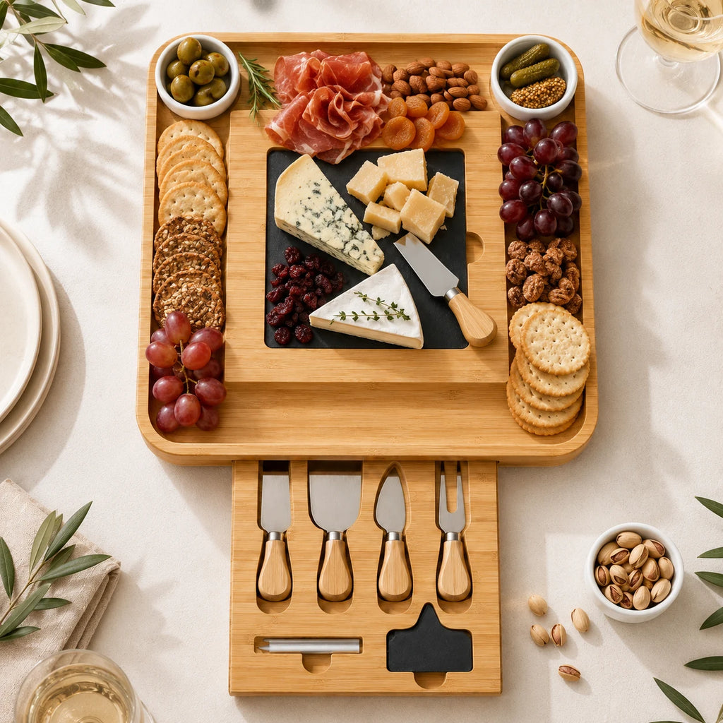 Custom Bamboo Cheese Board Set with Logo