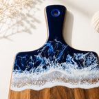 Custom Ocean Resin Serving Board with Handle and Logo
