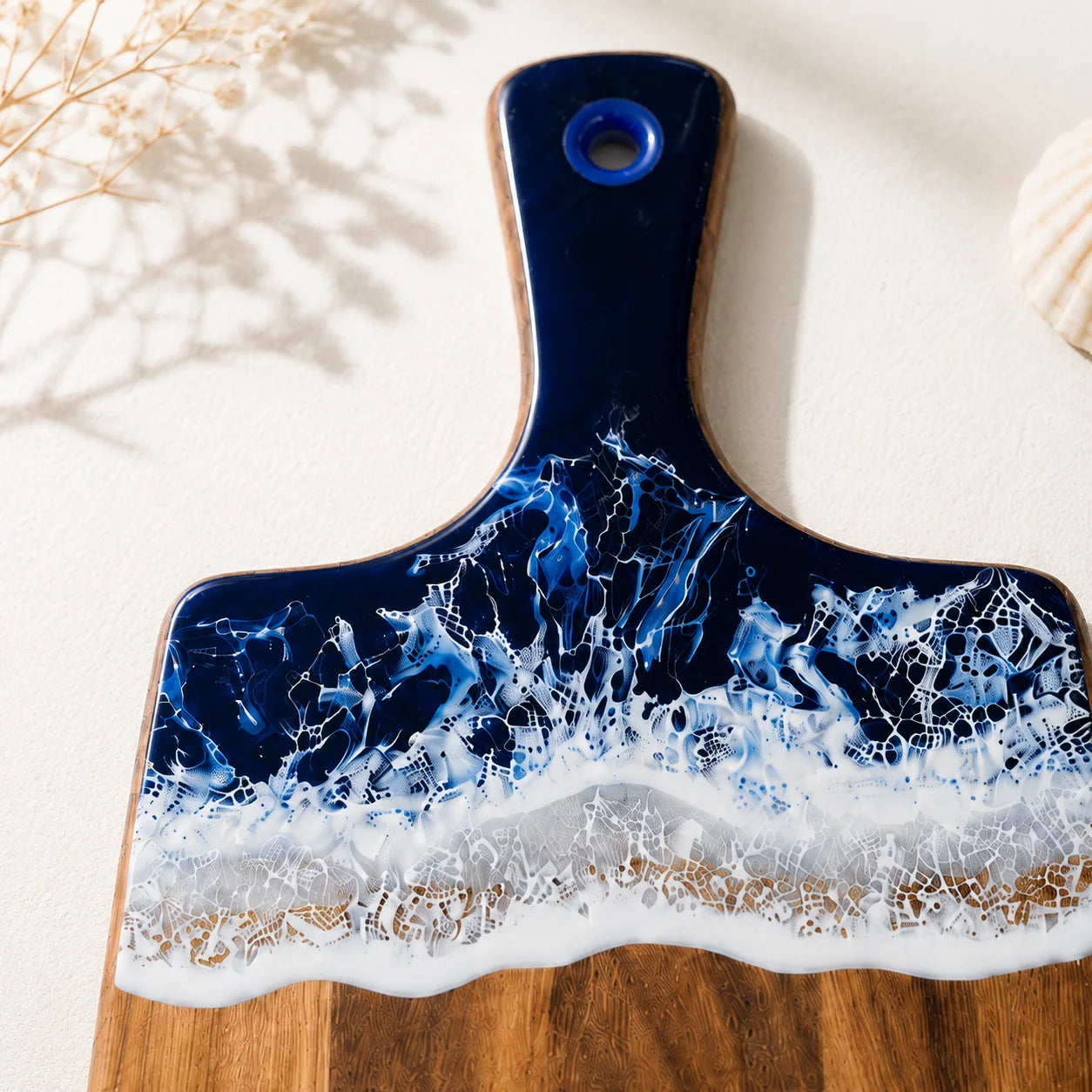 Custom Ocean Resin Serving Board with Handle and Logo