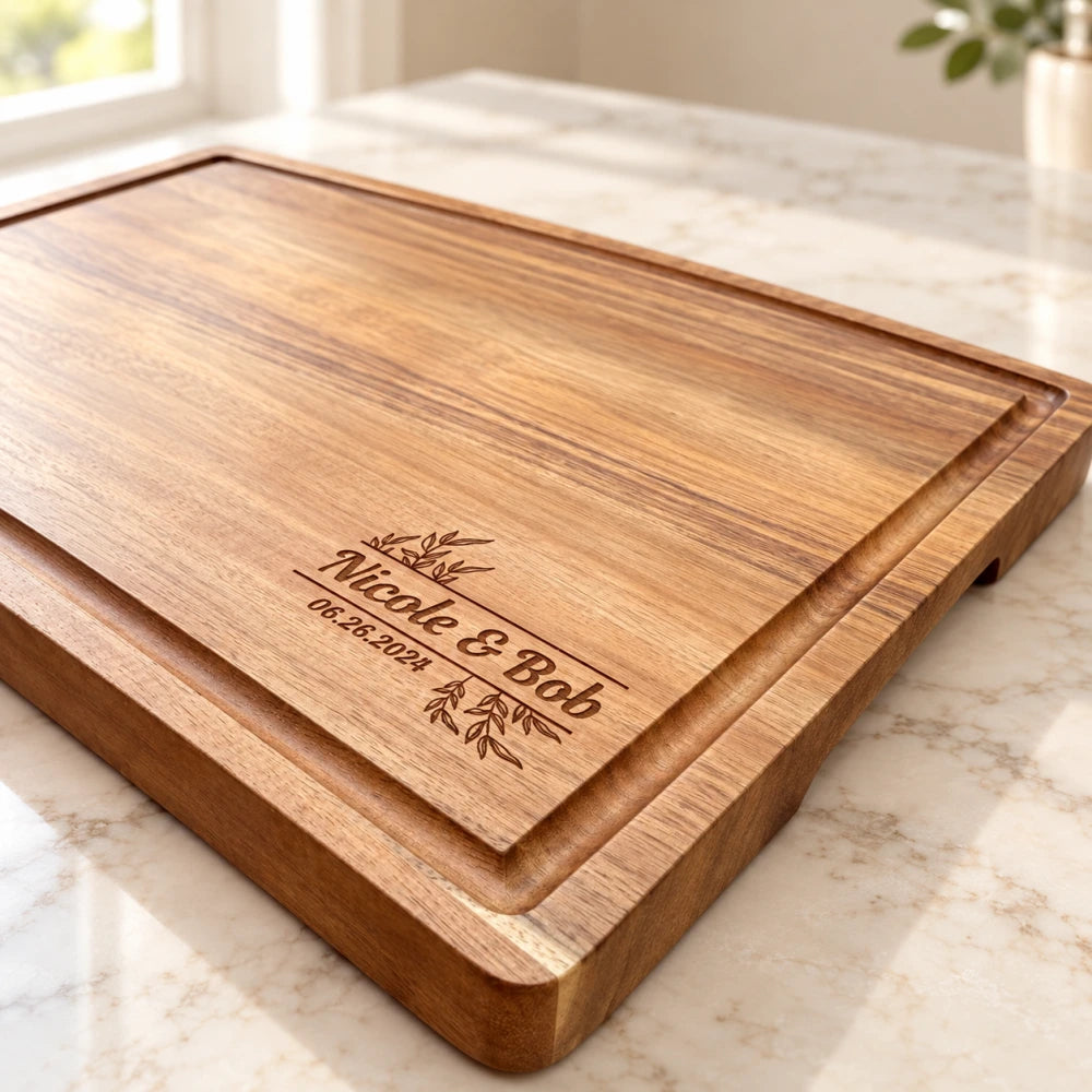 Personalized Couple's Wooden Cutting Board for Anniversary Gift
