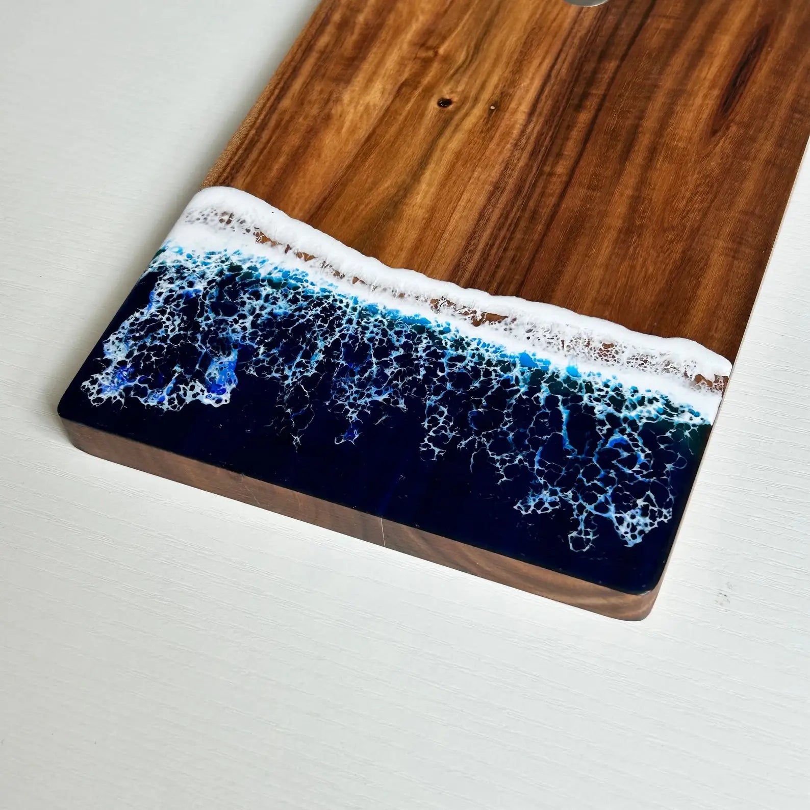 Personalized Wedding Cheese Board with Ocean Resin