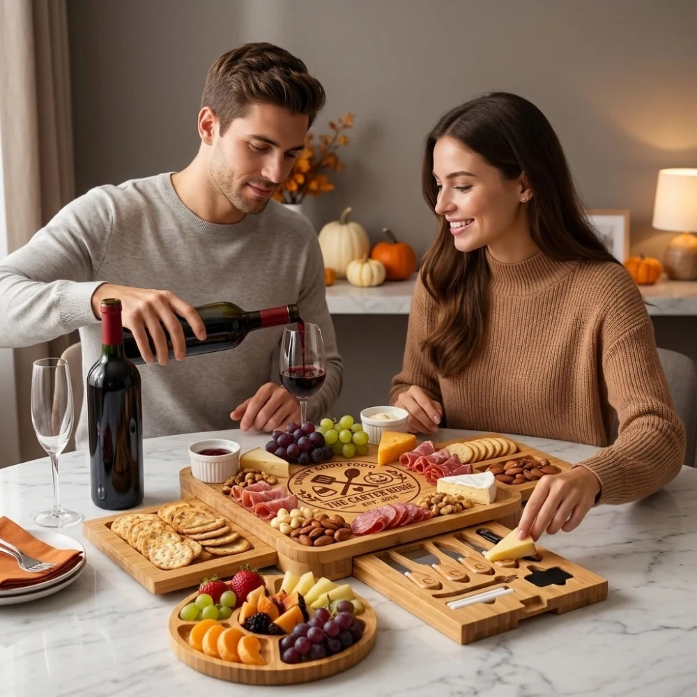 Personalized Spider Web Halloween Charcuterie Board Set