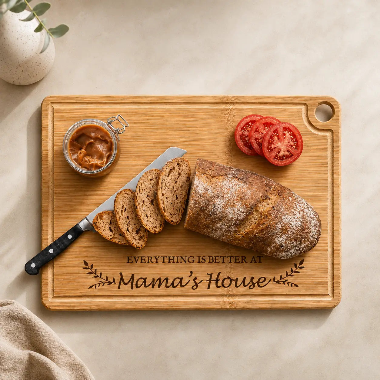 Custom 100% Bamboo Cutting Board with Hanging Hole