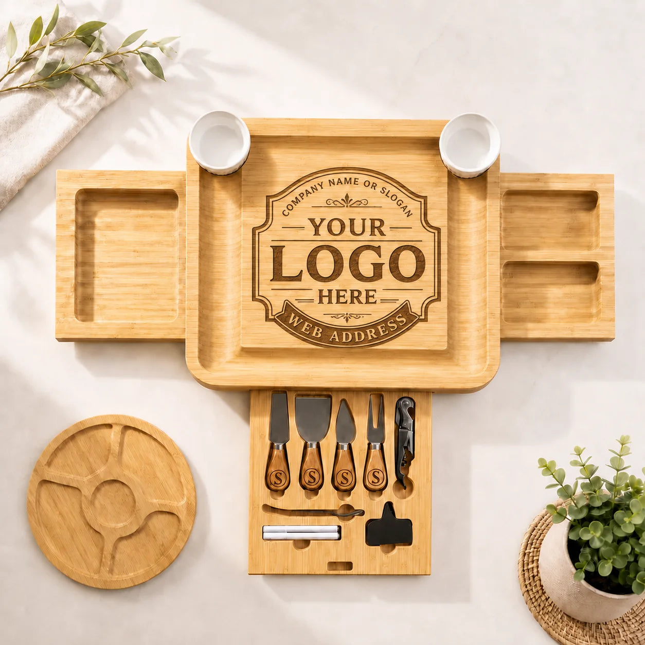 Custom Logo Charcuterie Board Set with Drawers