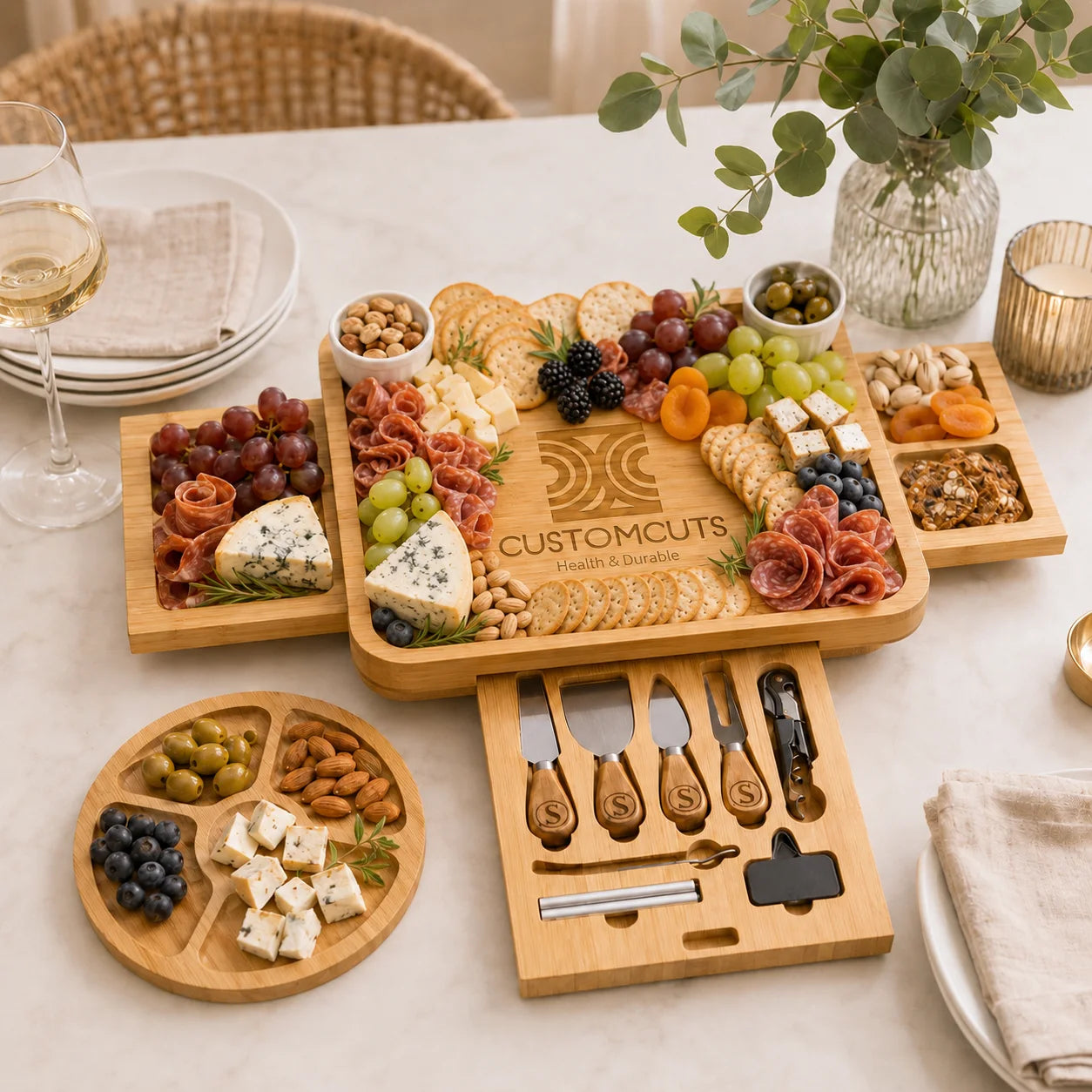 Custom Logo Charcuterie Board Set with Drawers