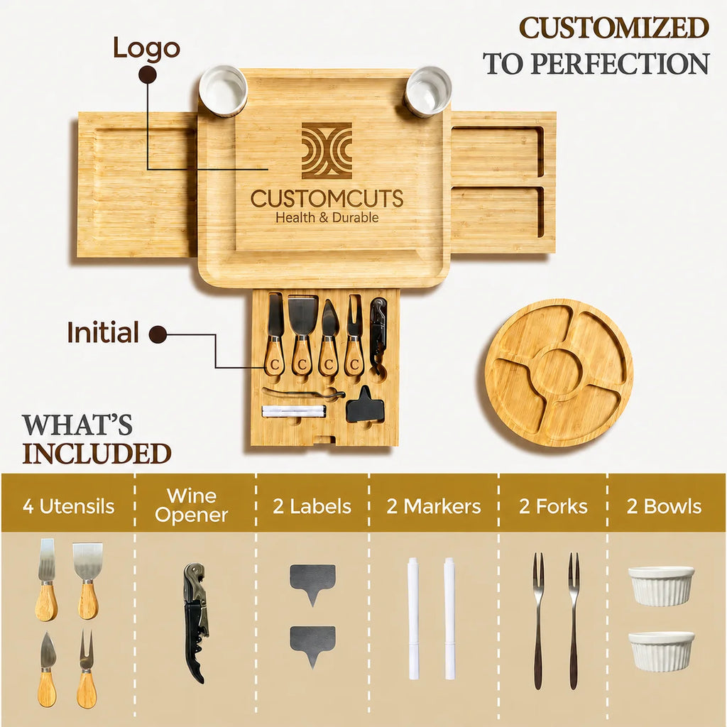 Custom Logo Charcuterie Board Set with Drawers