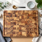 Personalized Reversible End-Grain Wood Cutting Board with Juice Groove
