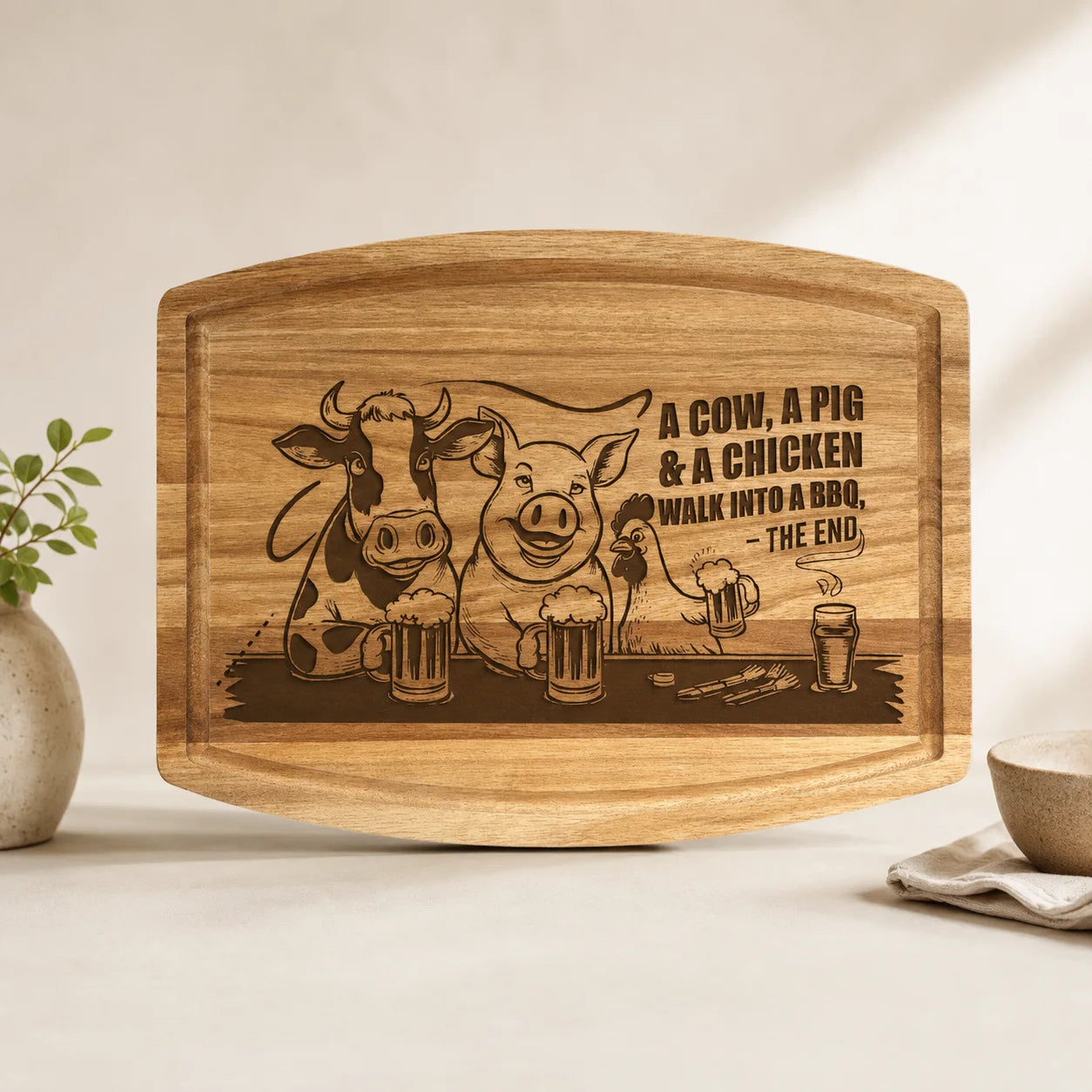 Funny Custom Acacia Board - Wedding, Engagement & Housewarming Gift