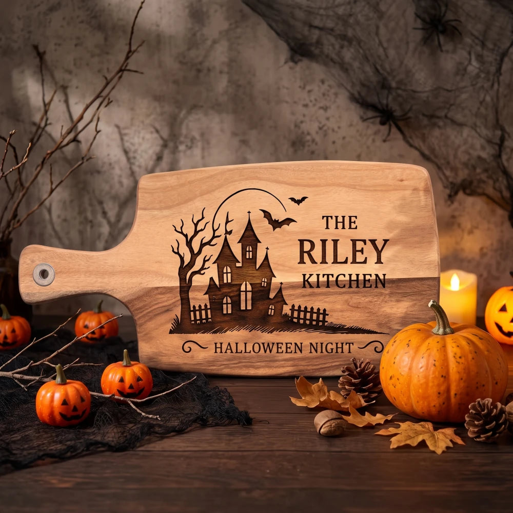 Halloween_haunted_house_engraved_Riley_kitchen_wooden_board