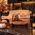 Halloween_haunted_house_engraved_board_on_stand