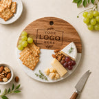 Custom Round Marble Charcuterie Board with Logo