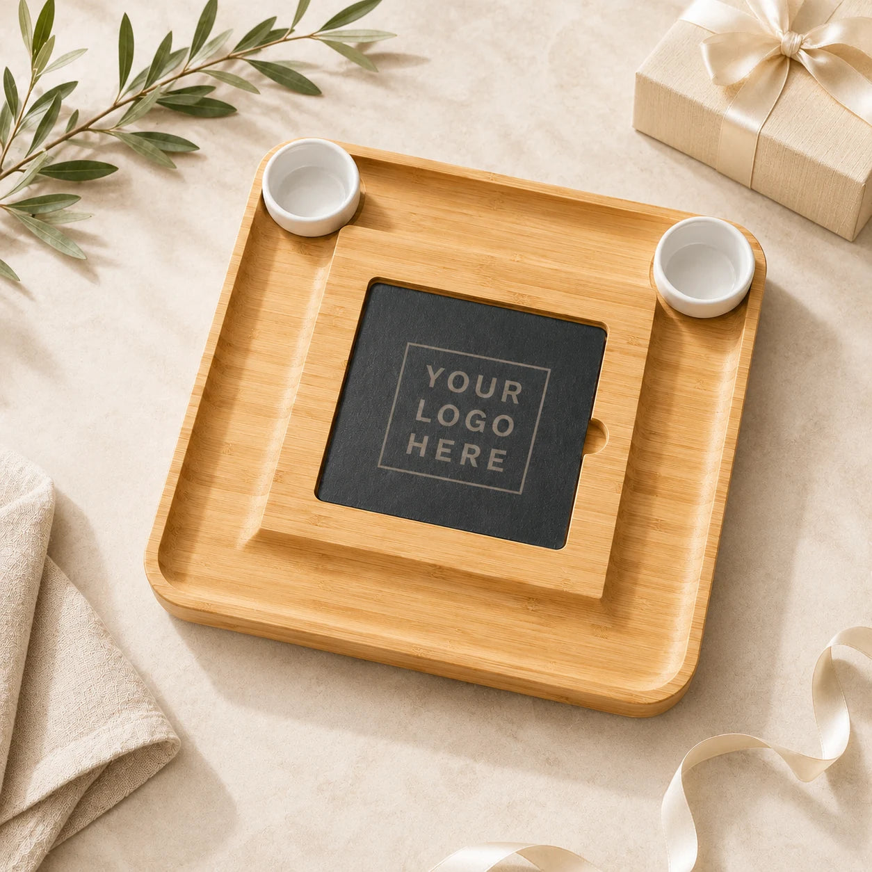 Custom Bamboo Cheese Board Set with Logo
