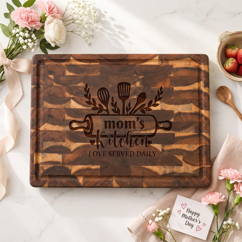 Mom_s_Kitchen_end_grain_board_with_Mother_s_Day_flowers