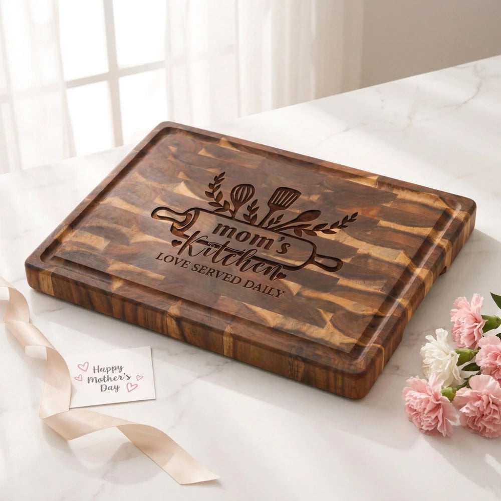 Mom_s_Kitchen_end_grain_board_with_carnations_and_card