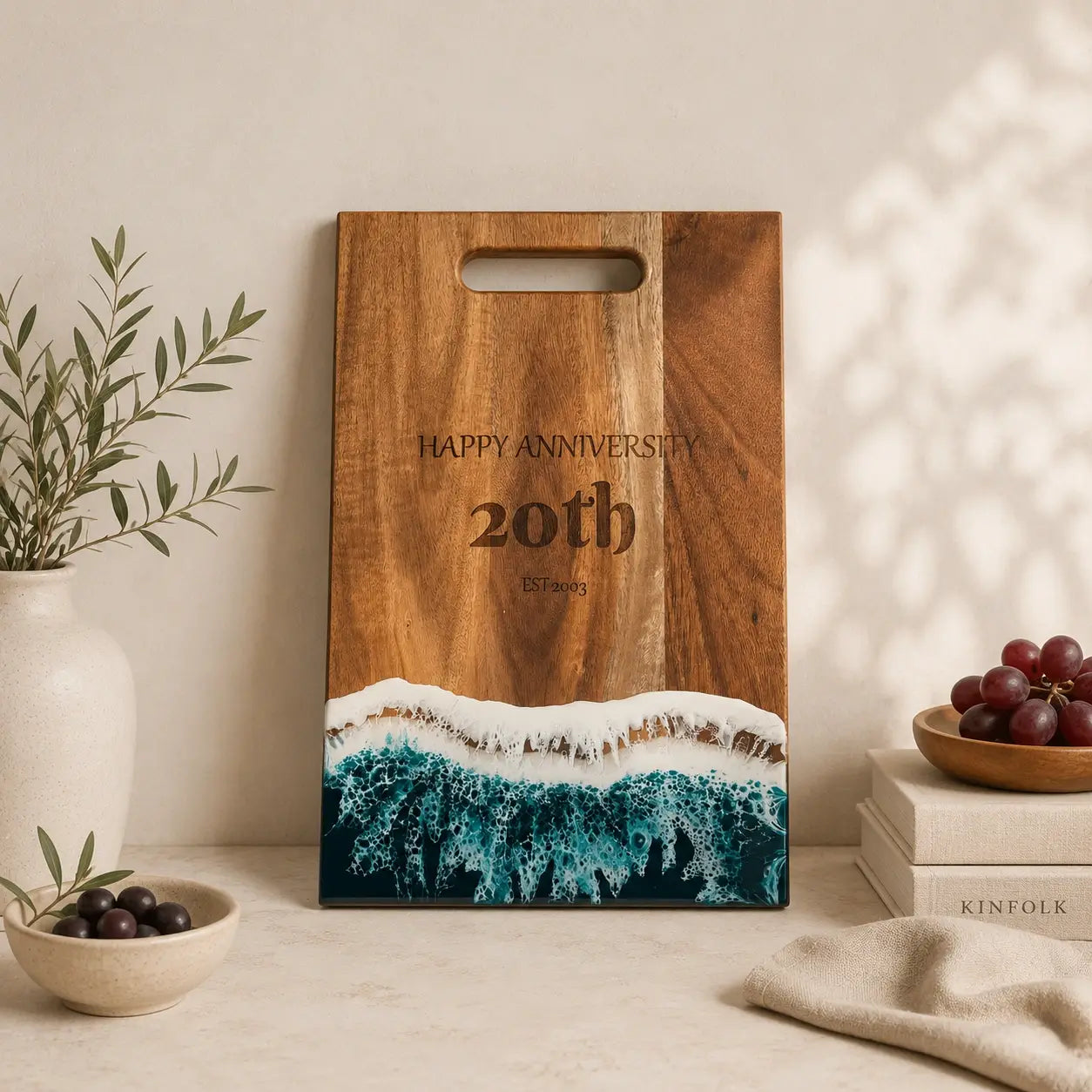 Ocean Resin Charcuterie Board - Personalized Rectangle Serving Tray