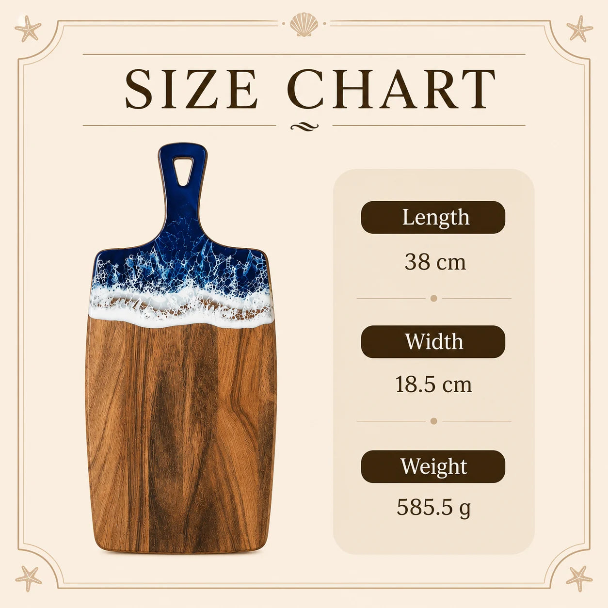 Custom Ocean Resin Serving Board with Handle and Logo
