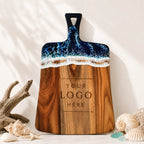 Custom Ocean Wave Resin Serving Board with Logo