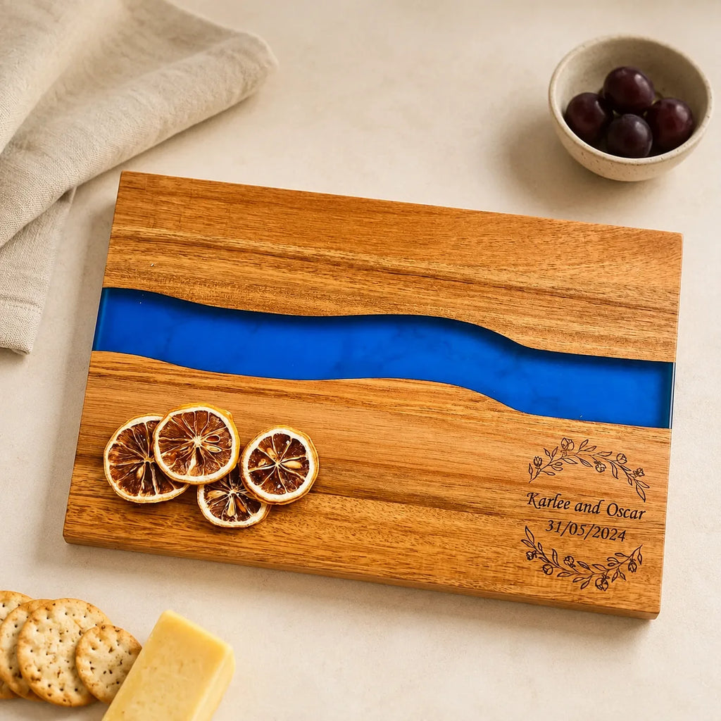 Personalized Epoxy Resin River Cutting Board