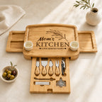 Personalized Mother's Day Charcuterie Board with 3 Drawers & Utensils Set