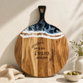 Personalized Mr & Mrs Charcuterie Board with Ocean Resin