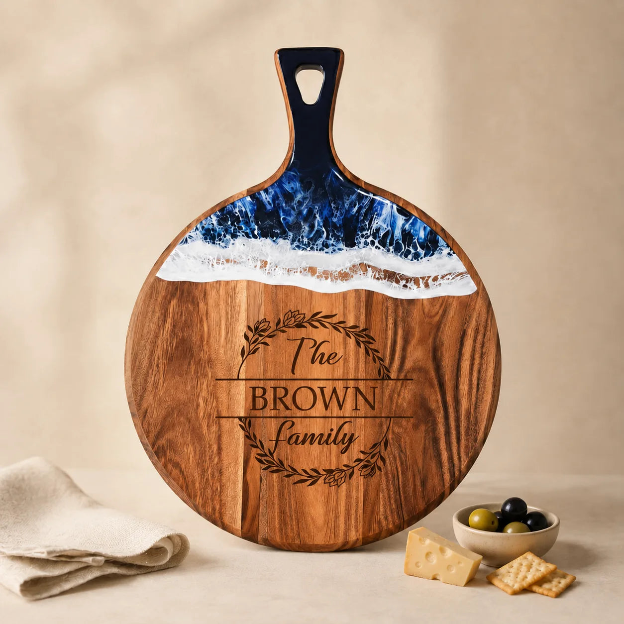 Personalized Ocean Wave Resin Charcuterie Board