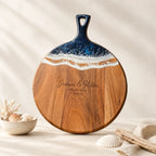 Personalized Ocean Wave Round Cutting Board - Engagement Gift