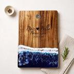 Personalized Wedding Cheese Board with Ocean Resin