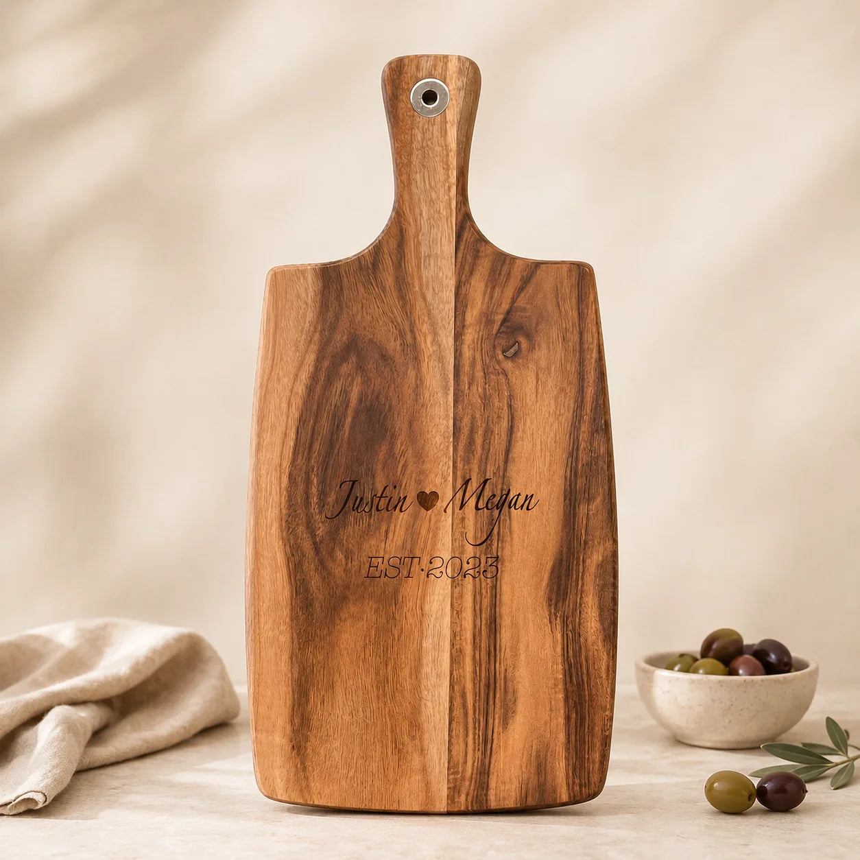 Personalized Wooden Charcuterie Board with Handle
