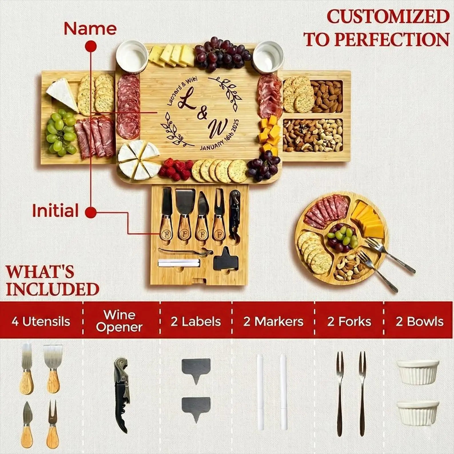 Personalized Family Charcuterie Board Gift Set