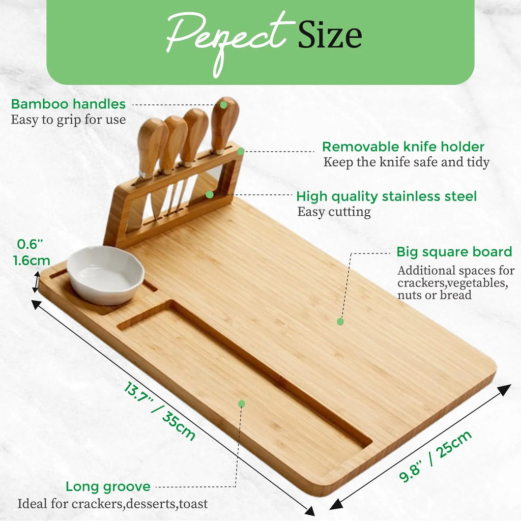Custom Logo Cheese Board with Magnetic Knife Stand