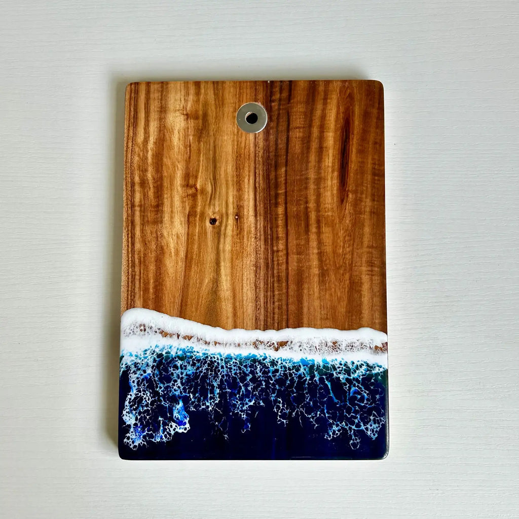 Personalized Wedding Cheese Board with Ocean Resin