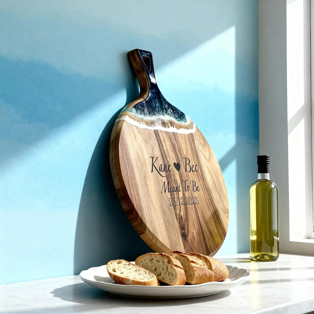 Personalized Meant To Be Charcuterie Board with Ocean Resin