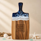 Custom Ocean Resin Serving Board with Handle and Logo