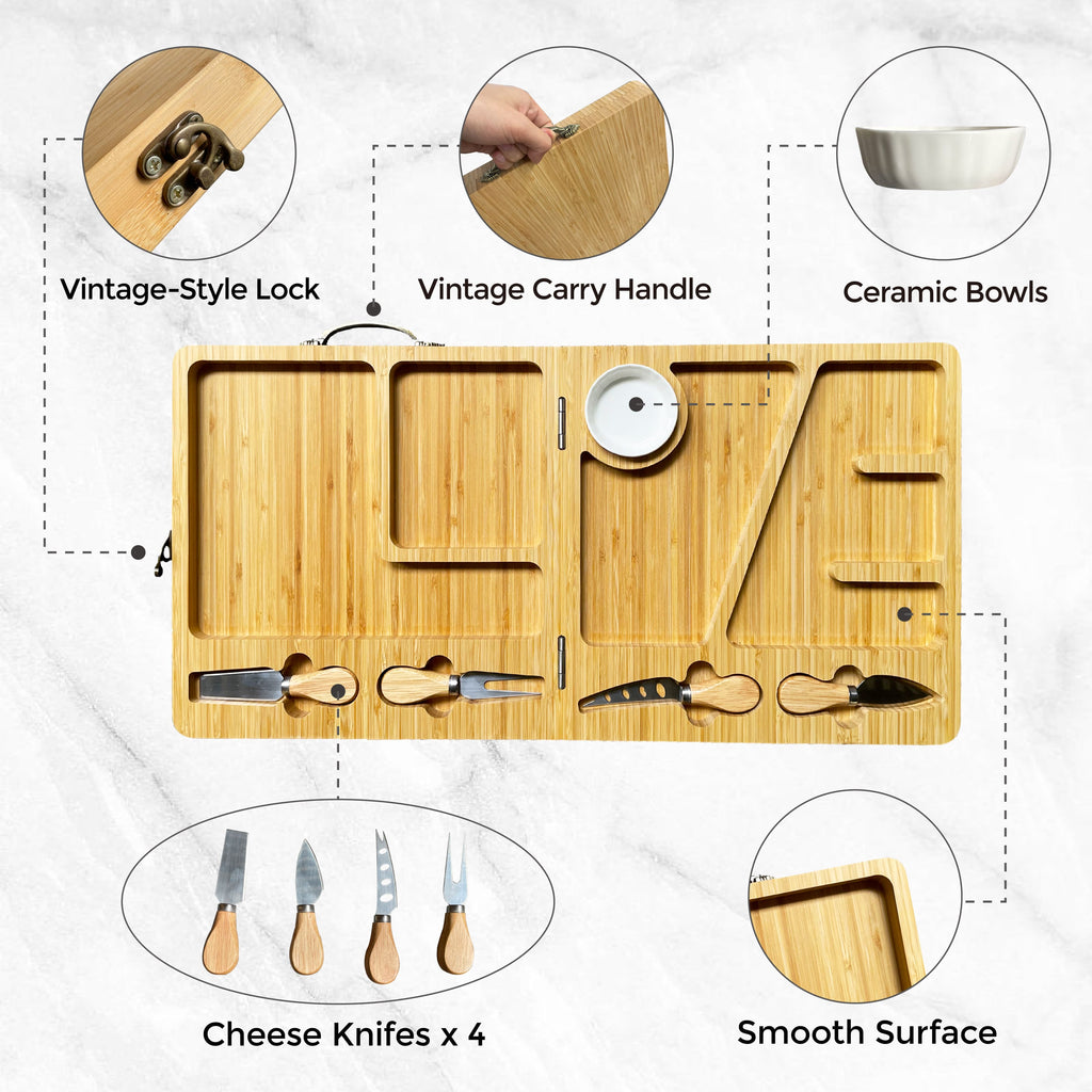 Personalized Folding Bamboo Cheese Board & Knife Set