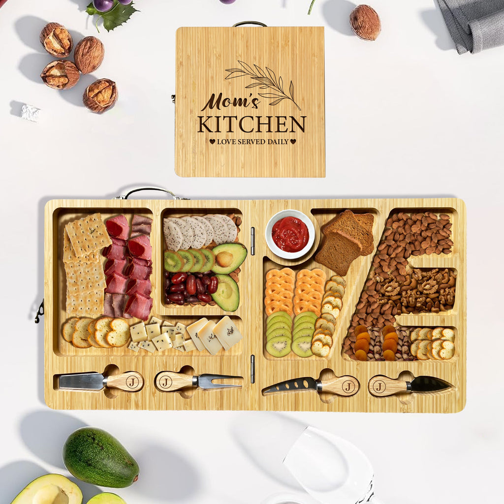 Personalized Folding Bamboo Cheese Board & Knife Set