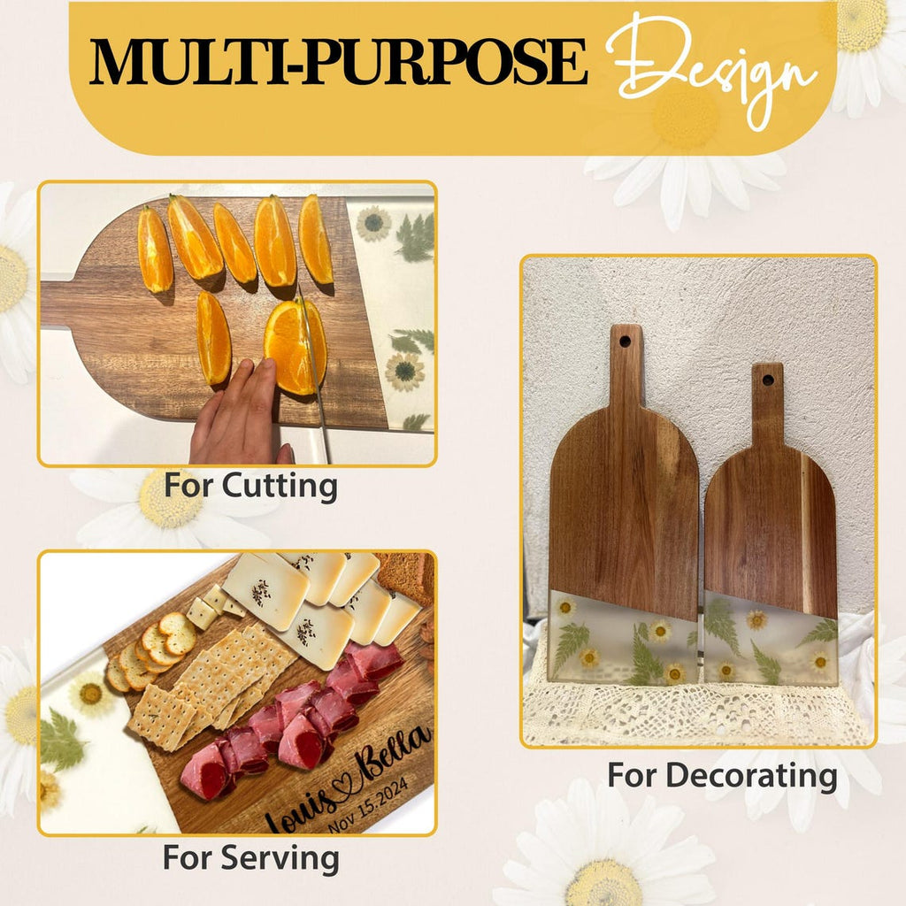 Personalized Dried Flower Resin Charcuterie Board