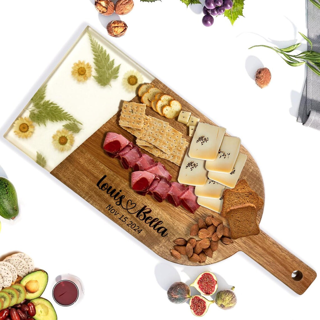 Personalized Dried Flower Resin Charcuterie Board