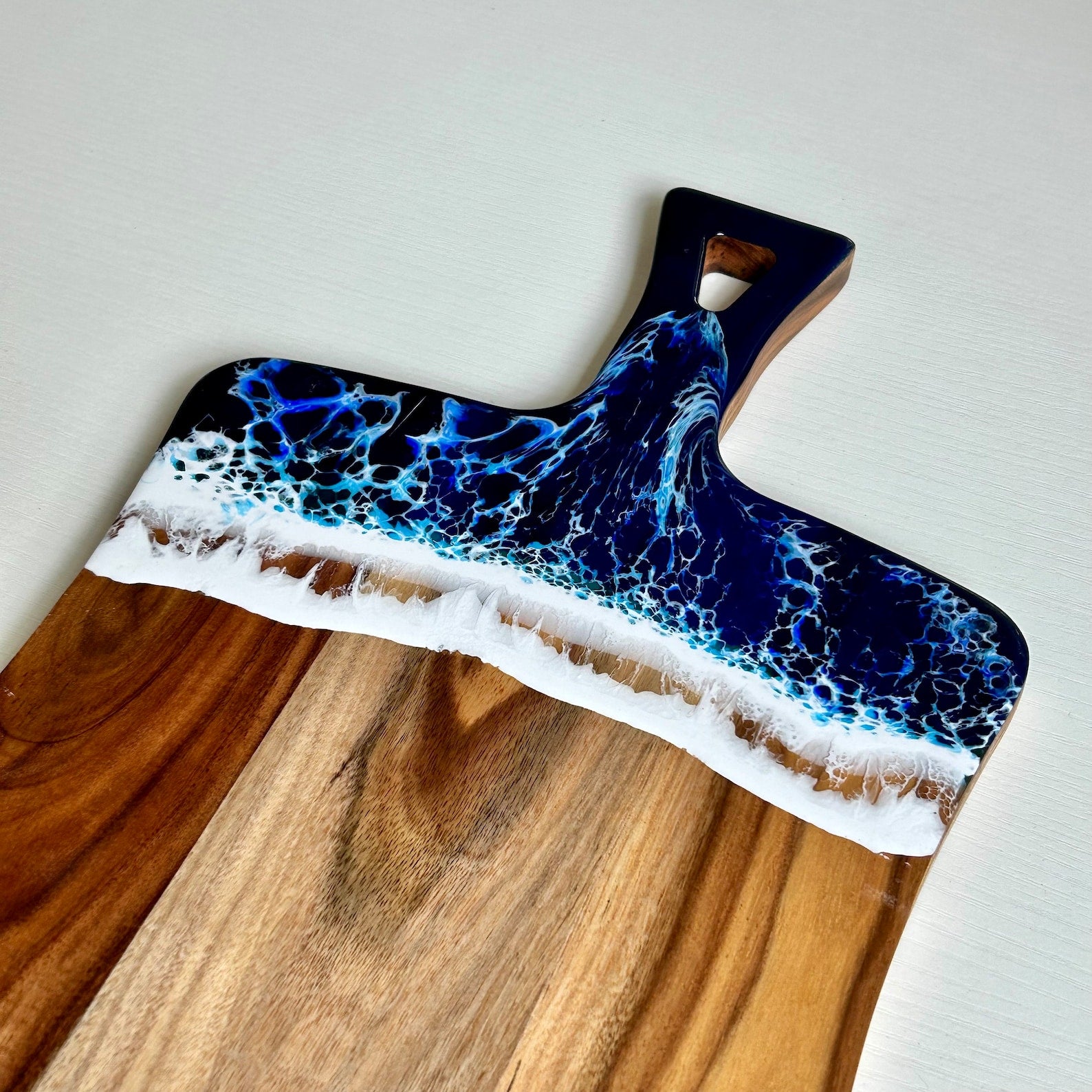 Personalized Wooden Ocean Wave Resin Cutting Board Serving Tray