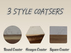 Personalized Marble and Wood Charcuterie Board with Matching Coasters Set