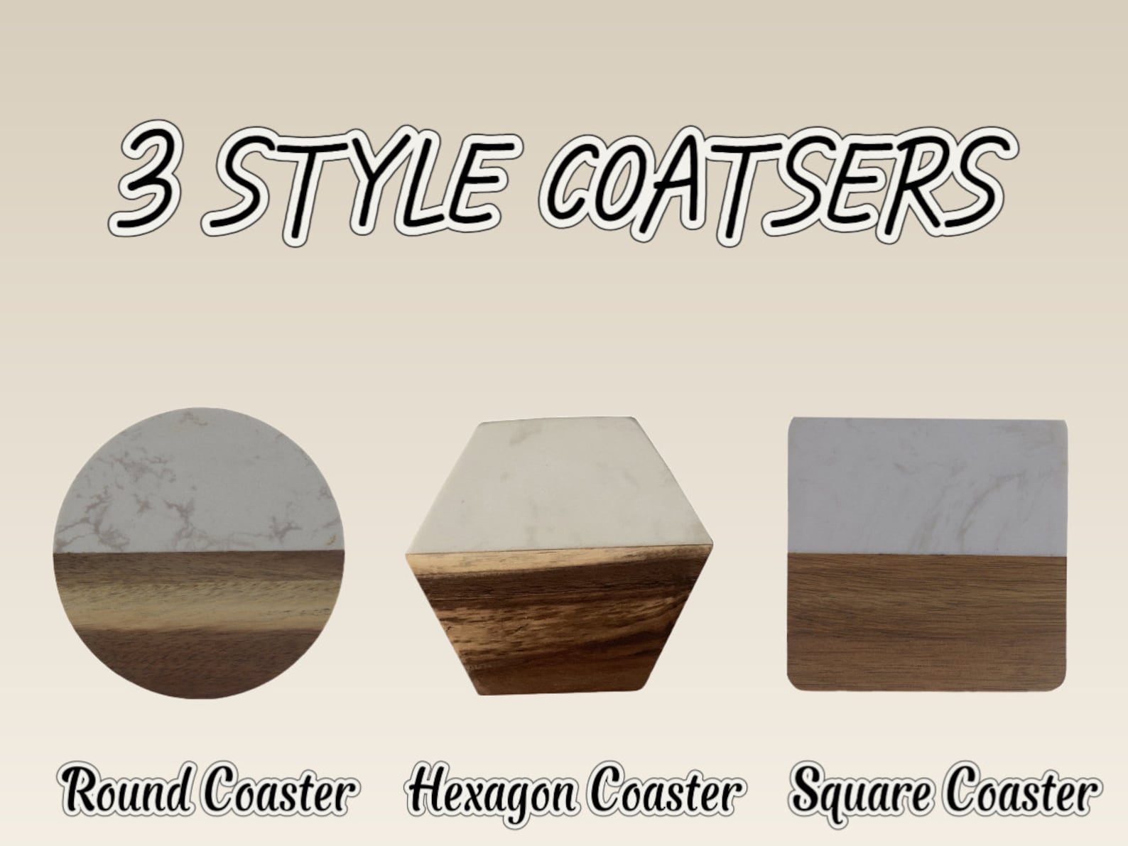 Personalized Marble and Wood Charcuterie Board with Matching Coasters Set